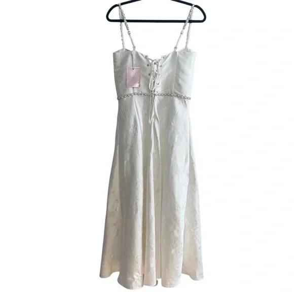 NEW NWT V. Chapman Cora Midi Dress In White Baroque Floral - Picture 7 of 11